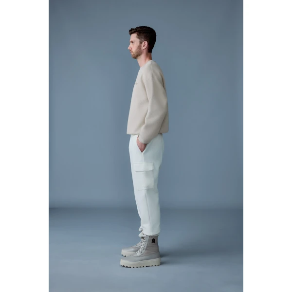 Mackage Marvin-R Double Face Jersey Cargo Sweatpants in Cream