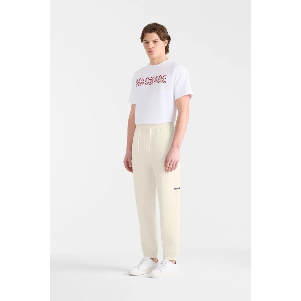 Mackage Marvin-R Double Face Jersey Cargo Sweatpants in Cream-Navy