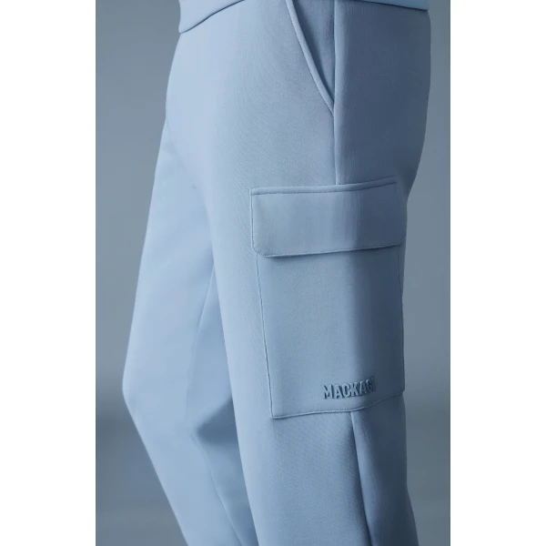 Mackage Marvin-R Double Face Jersey Cargo Sweatpants in Fog Blue