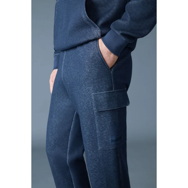 Mackage Marvin-R Double Face Jersey Cargo Sweatpants in Navy Melange