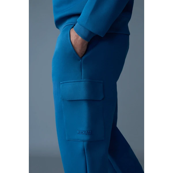 Mackage Marvin-R Double Face Jersey Cargo Sweatpants in Tide