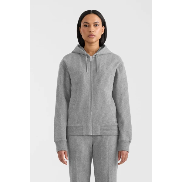 matea-k brushed knit zip hoodie light grey mix-cream