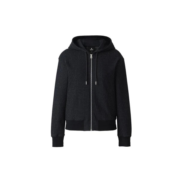 Matea-K Brushed Knit Zip Hoodie in Navy-Cream
