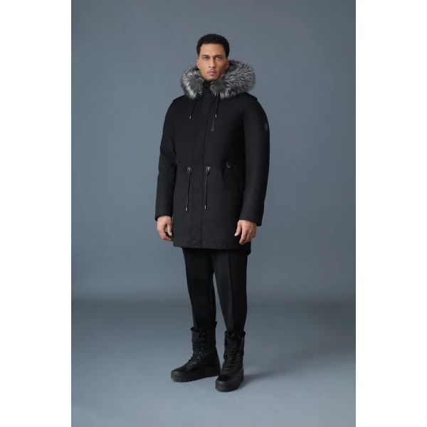 Mackage Moritz-X Fur-Lined Twill Parka in Black