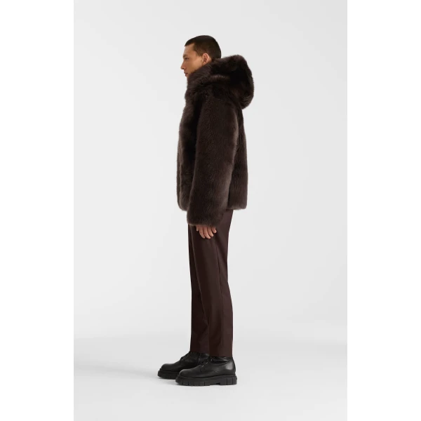 Mackage Moses Hooded Shearling Jacket in Coffee