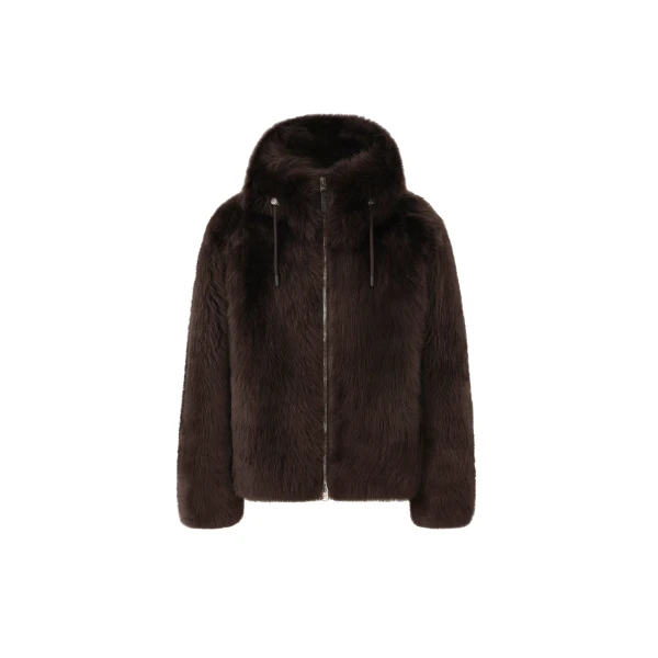 Mackage Moses Hooded Shearling Jacket in Coffee