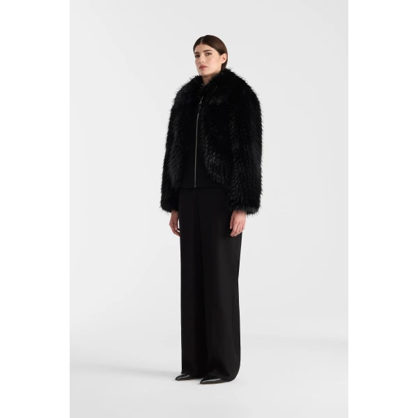 nanny faux-fur jacket black