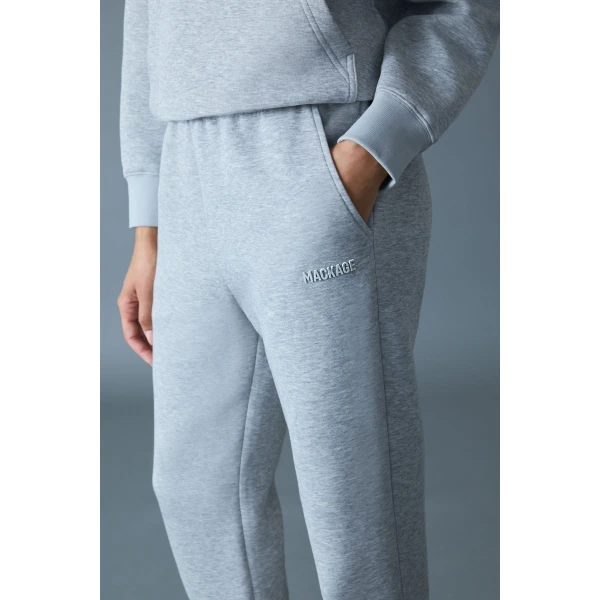 Mackage Nev-R Double-Face Jersey Sweatpants in Light Grey Mix