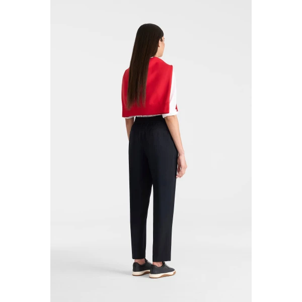 nidya-z straight pleated pants navy