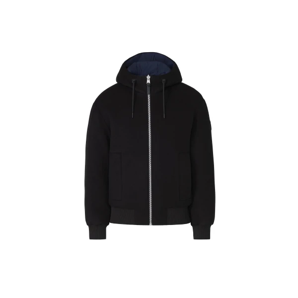 Mackage Niko Reversible Hooded Wool Down Jacket in Black-Marine Blue