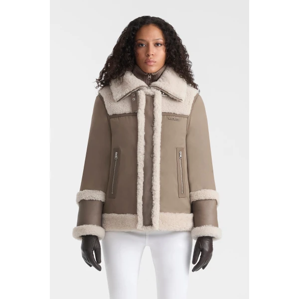 nikolina mixed media jacket truffle-taupe