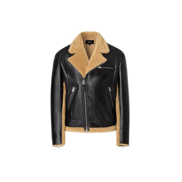 Mackage Nixon Shearling Jacket in Black-Toffee