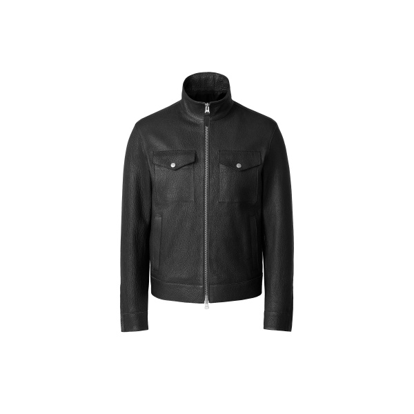 Mackage Otto-PB Pebble Leather Jacket in Black