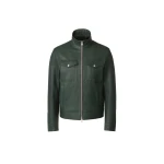 Mackage Otto-PB Pebble Leather Jacket in Evergreen