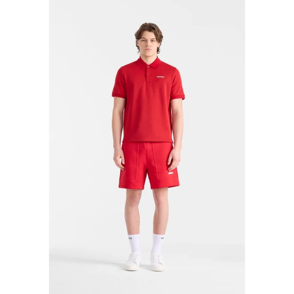 Mackage Pablo-CR Flat Knit Rib Collar Polo in Lava-White