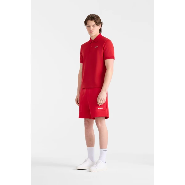 Mackage Pablo-CR Flat Knit Rib Collar Polo in Lava-White