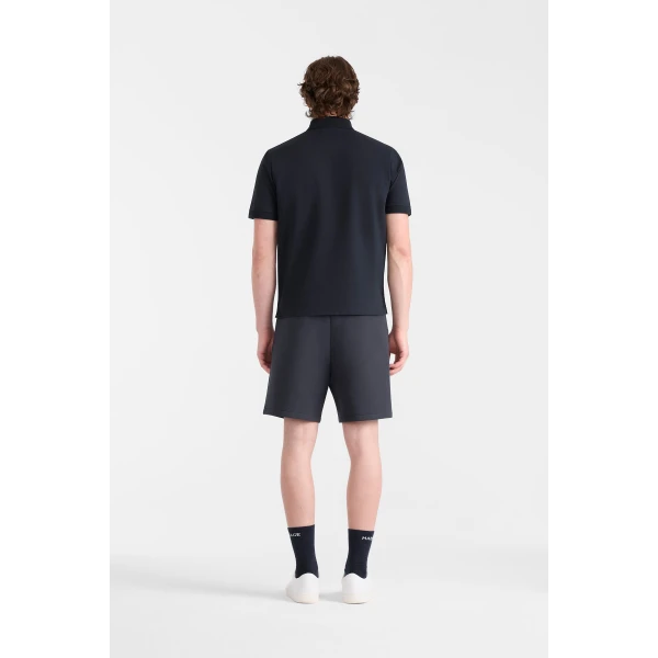Mackage Pablo-CR Flat Knit Rib Collar Polo in Navy-White