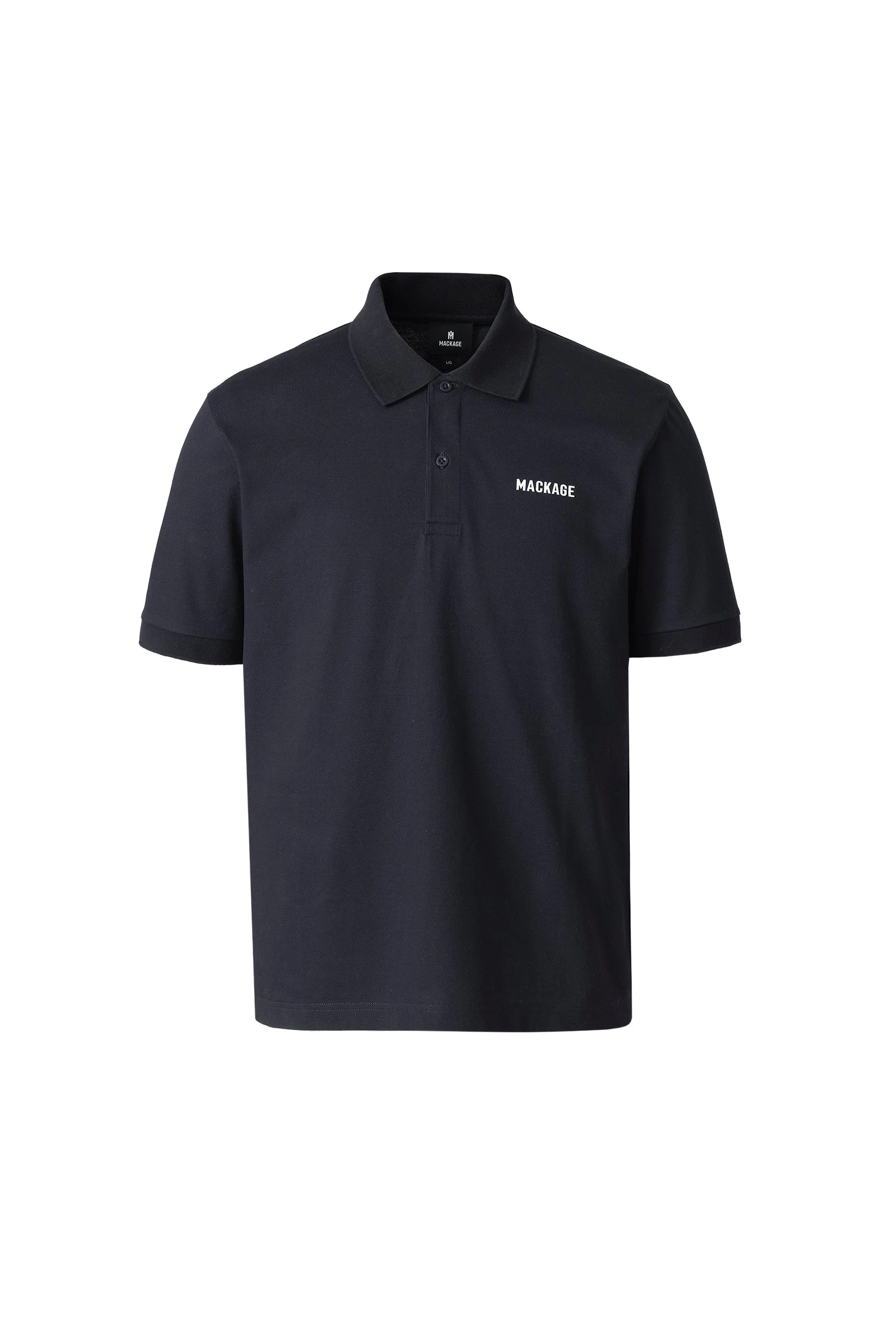 Mackage Pablo-CR Flat Knit Rib Collar Polo in Navy-White Mackage Pablo-CR Flat Knit Rib Collar Polo in Navy-White