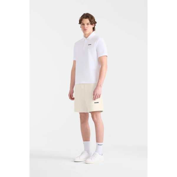 Mackage Pablo-CR Flat Knit Rib Collar Polo in White-Navy