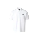 Mackage Pablo-CR Flat Knit Rib Collar Polo in White-Navy