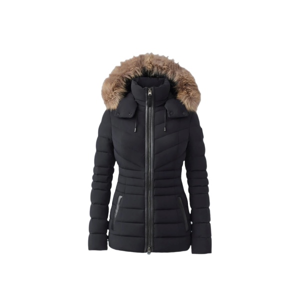 mackage patsy-fz manteau agile 360 en duvet avec col en fourrure naturelle