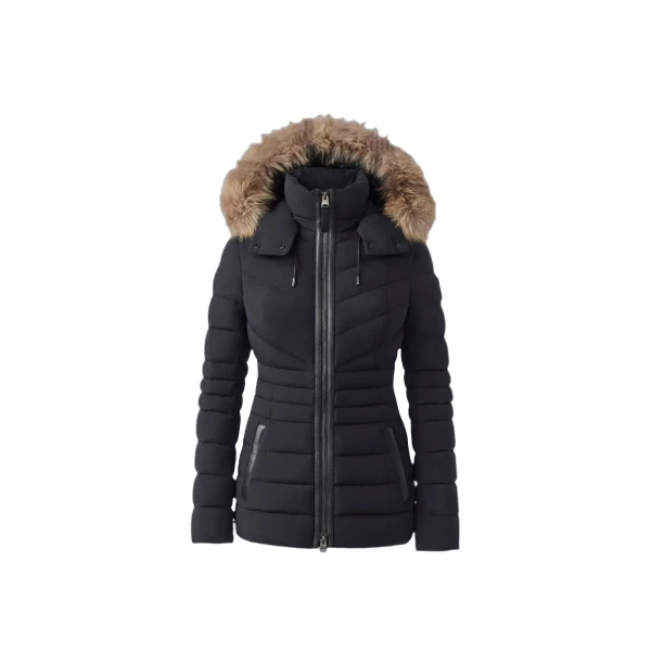 mackage patsy-fz manteau agile 360 en duvet avec col en fourrure naturelle