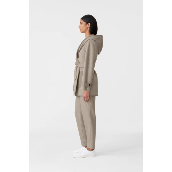 paya-hb herringbone wool wrap coat taupe mix-taupe