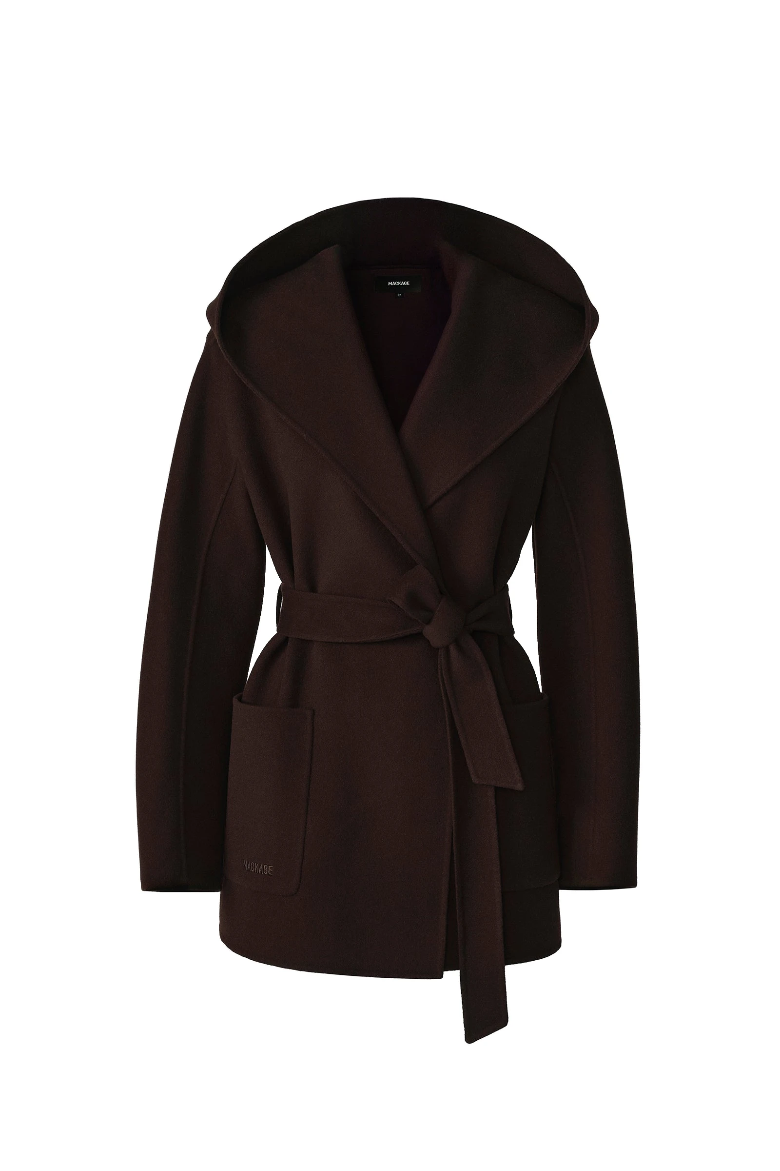 Mackage Paya-Z Wool Wrap Coat in Coffee mackage paya-z wool wrap coat