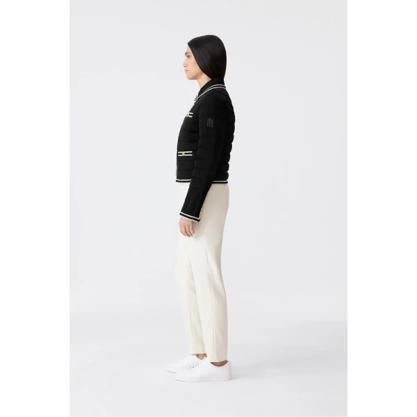petunia crocheted trim down jacket black