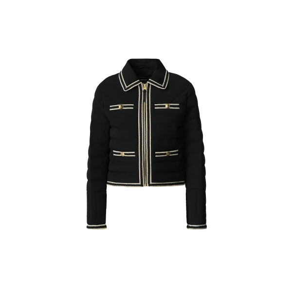 mackage petunia crocheted trim down jacket