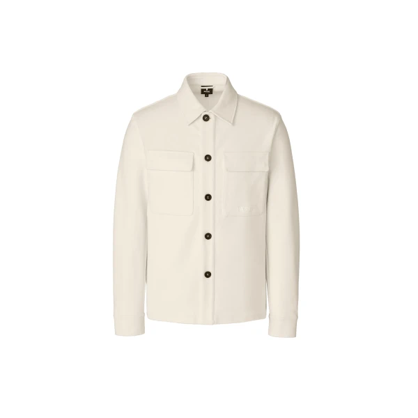 Porter-K Brushed Knit Shirt Jacket in Cream