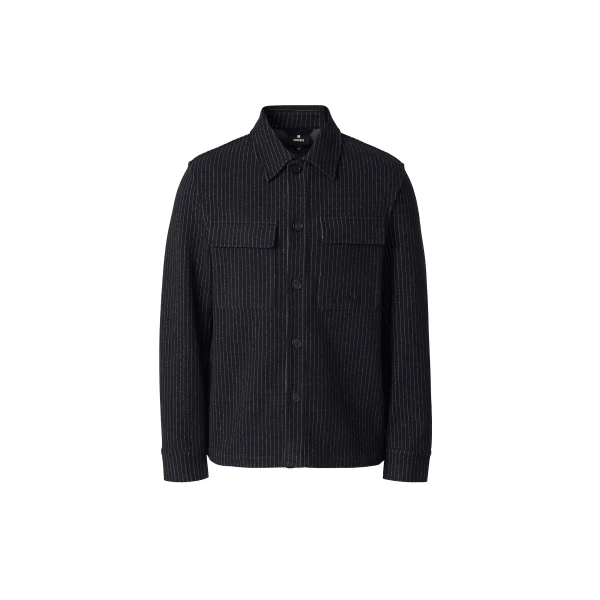 Mackage Porter-K Brushed Knit Shirt Jacket in Navy-Cream