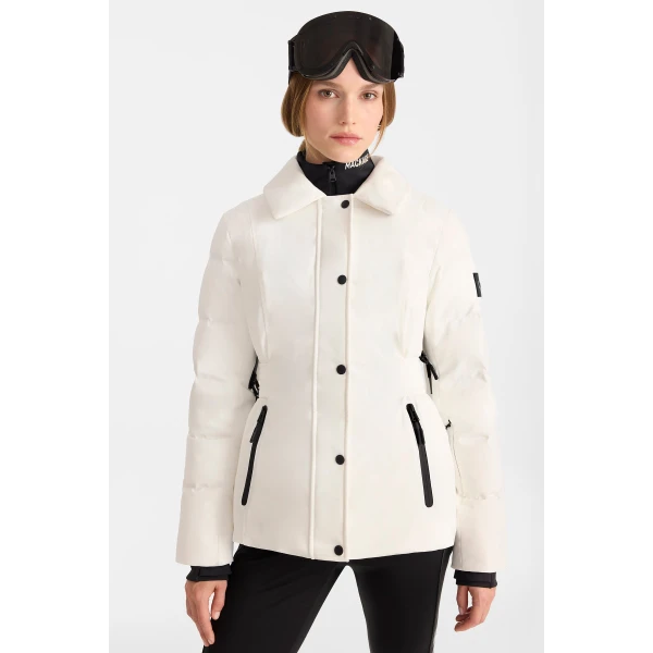 Mackage Rayna-BX Fitted Ski Jacket in Off White, view 2 | Ski jacket | Coveti