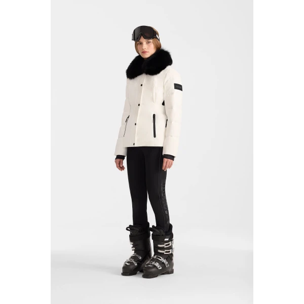 Mackage Rayna-BX Fitted Ski Jacket in Off White, view 4 | Ski jacket | Coveti