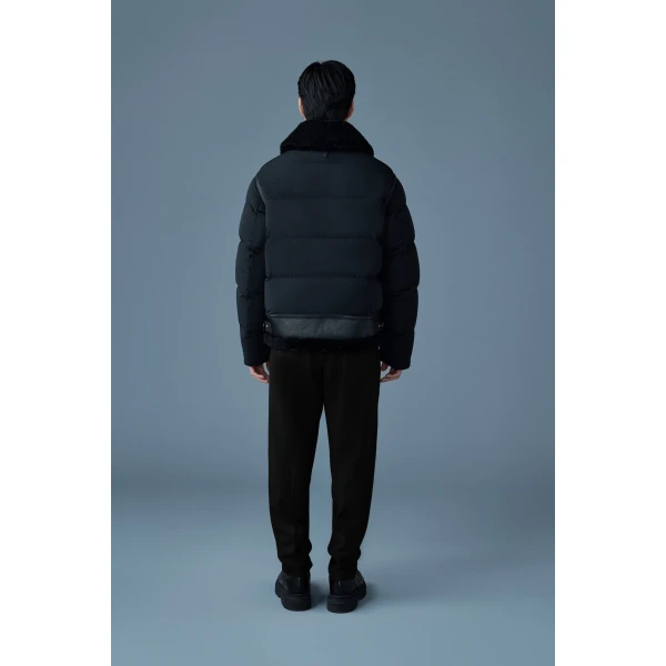 Mackage Robert Mixed-Media Shearling Down Jacket in Black, view 4 | Men Jackets | Coveti
