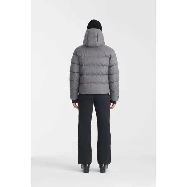 Mackage Samuel-FN Flannel Down Ski Jacket in Grey Mix, view 6 | Men Jackets | Coveti