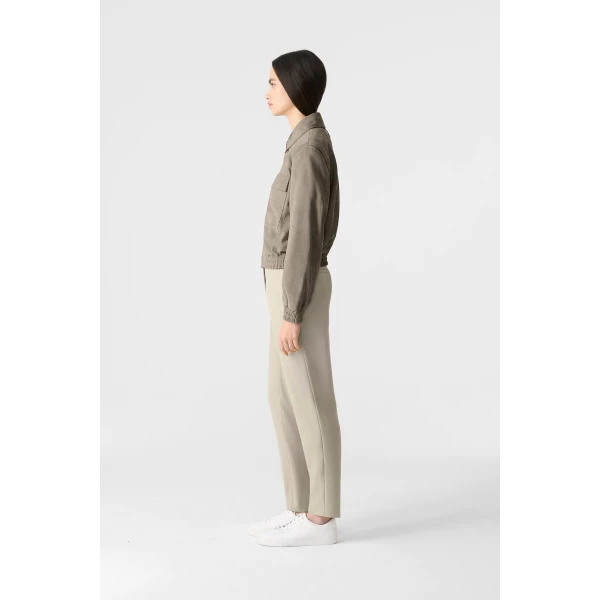 senka-su patch pocket suede jacket taupe