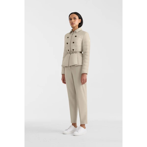 serafina quilted belted jacket taupe