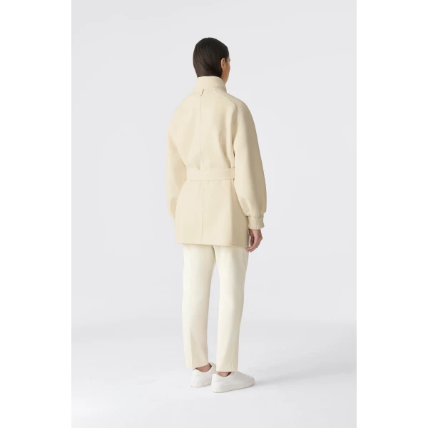 shania double-face wool belted jacket cream