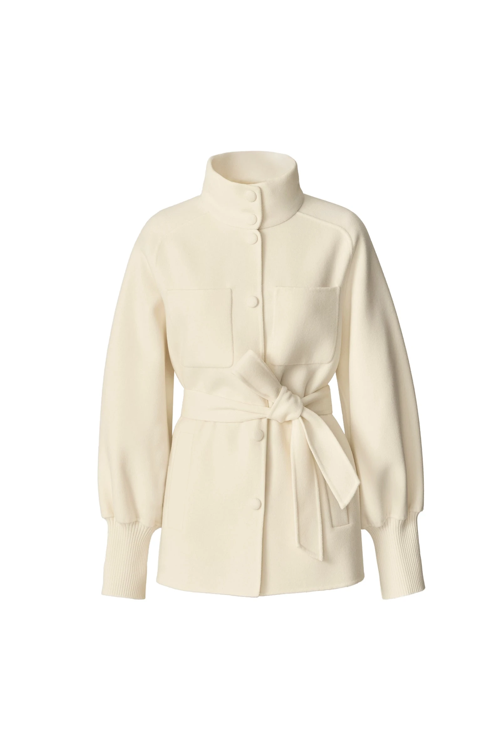 Mackage Shania Double-Face Wool Belted Jacket in Cream mackage shania double-face wool belted jacket