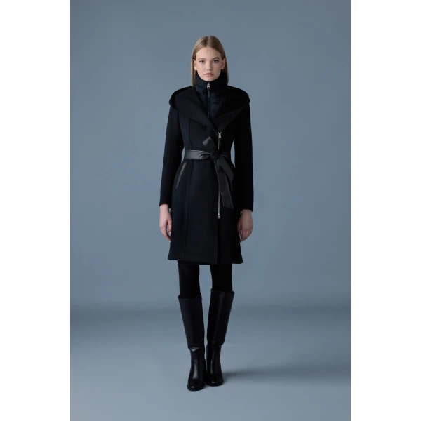 Mackage Shia-SLB 2-In-1 Double-Face Wool Coat in Black