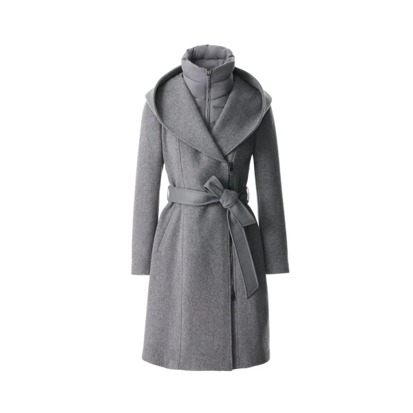 Shia-SLB 2-In-1 Double-Face Wool Coat in Carbon Mix