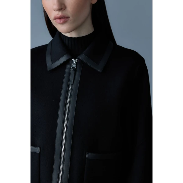 Mackage Solana Double-Face Wool Balloon Sleeved Short Jacket in Black