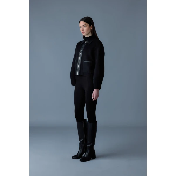 Mackage Solana Double-Face Wool Balloon Sleeved Short Jacket in Black