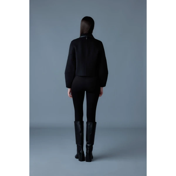 Mackage Solana Double-Face Wool Balloon Sleeved Short Jacket in Black