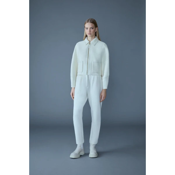 Mackage Solana Double-Face Wool Balloon Sleeved Short Jacket in Cream