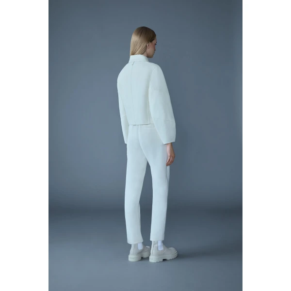 Mackage Solana Double-Face Wool Balloon Sleeved Short Jacket in Cream