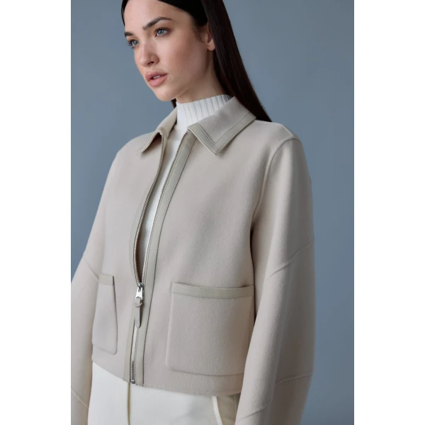 Mackage Solana Double-Face Wool Balloon Sleeved Short Jacket in Trench