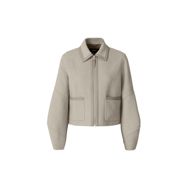 mackage solana-hb double-face herringbone wool balloon sleeved short jacket