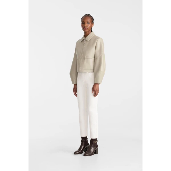 solana-l relaxed fit leather bomber taupe